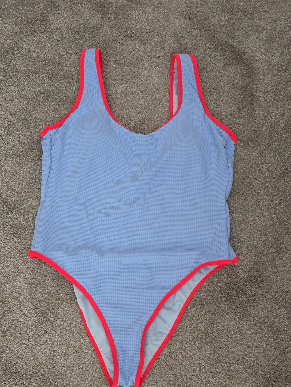 Cupshe Sky Blue One-Piece with Neon Pink Trim